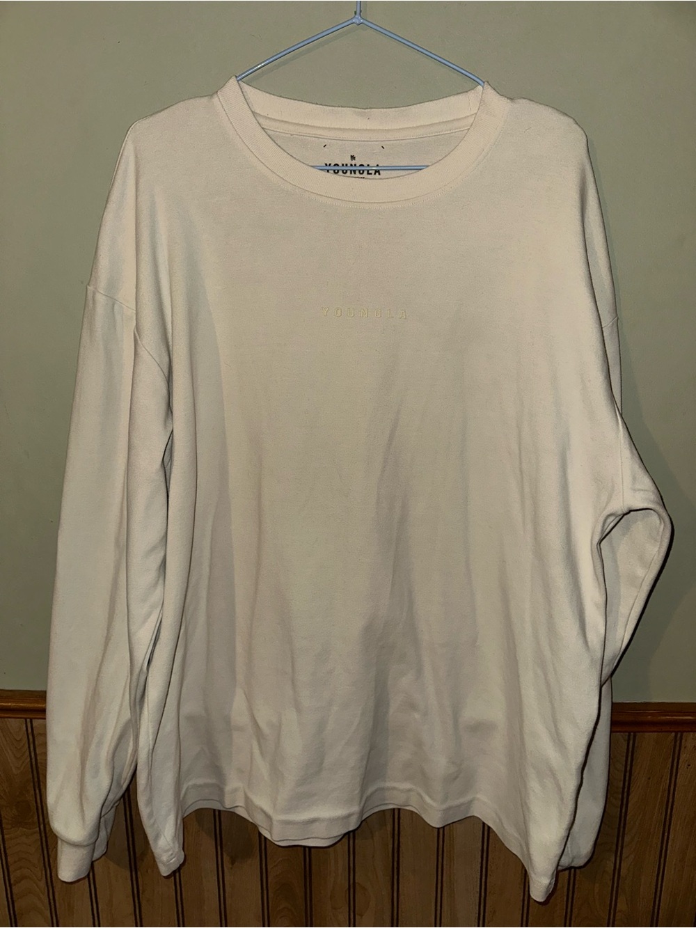 Oversized YOUNGLA Cream Long-Sleeve Sweatshirt